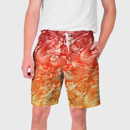 Мужские шорты 3D Огненная татуировка с элементами дракона, цвет 3D печать