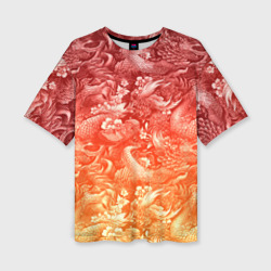 Женская футболка oversize 3D Огненная татуировка с элементами дракона
