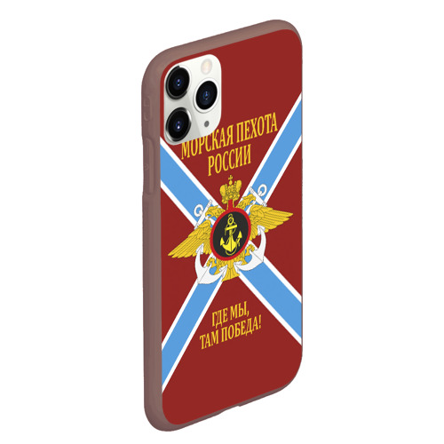 Чехол для iPhone 11 Pro Max матовый с принтом Морская Пехота России - герб, вид сбоку #3
