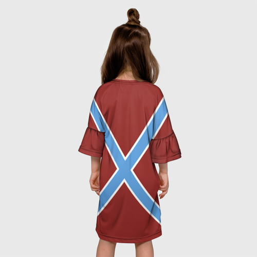 Детское платье 3D с принтом Морская Пехота России - герб, вид сзади #2