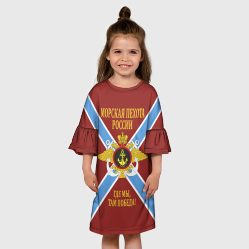 Детское платье 3D с принтом Морская Пехота России - герб, вид сбоку #3
