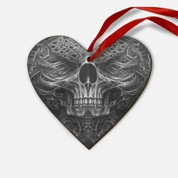 Деревянная игрушка Сердце Череп в стиле Гигера