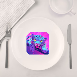 Набор: тарелка + кружка Ягуар в свете неона - фото 2