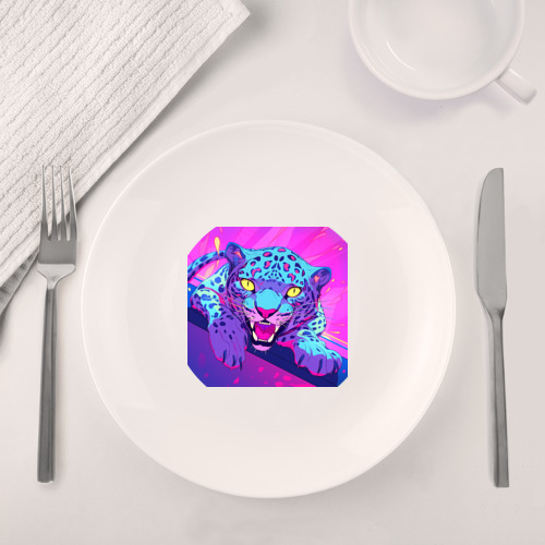 Набор: тарелка + кружка Ягуар в свете неона - фото 4