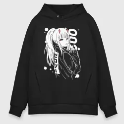 Мужское светящееся худи Zero two anime tyan