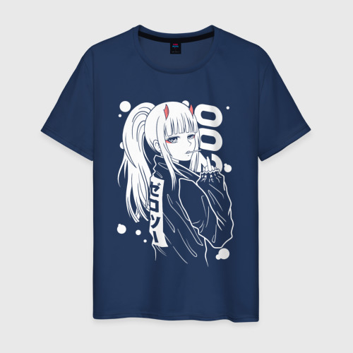 Светящаяся мужская футболка с принтом Zero two anime tyan, вид спереди №1