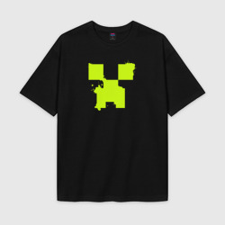 Женская футболка Oversize хлопок texturе Lime Creeper eyes