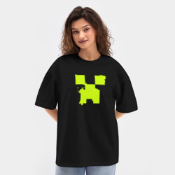 Женская футболка Oversize хлопок texturе Lime Creeper eyes - фото 2