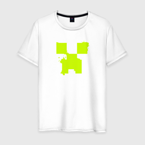 Светящаяся мужская футболка с принтом Lime Creeper eyes, вид спереди №1