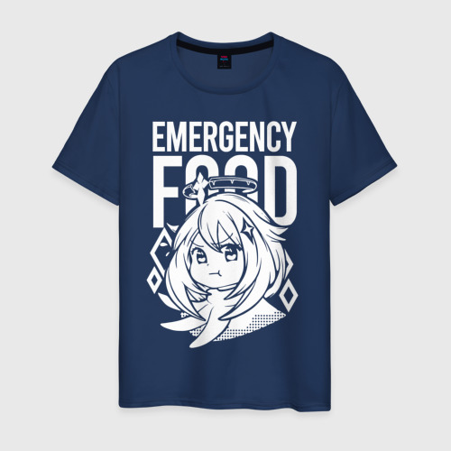 Светящаяся мужская футболка с принтом Emergency food Paimon, вид спереди №1