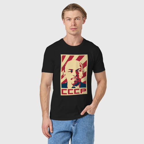 Мужская футболка хлопок Владимир Ленин СССР, цвет черный - фото 3