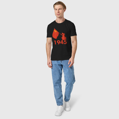 Мужская футболка хлопок 1945, цвет черный - фото 5