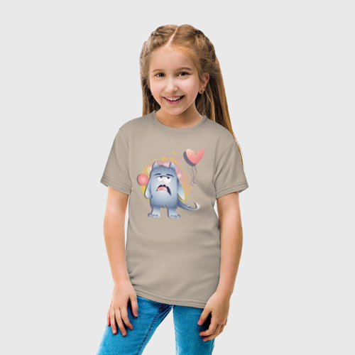 Детская футболка хлопок с принтом Монстрик с шариком, вид сбоку #3