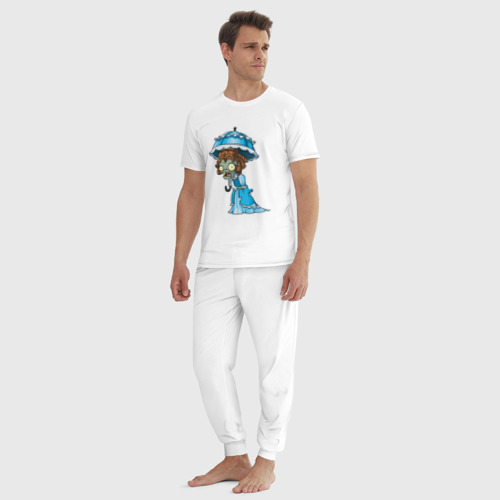 Мужская пижама хлопок Зомби с зонтиком, цвет белый - фото 5