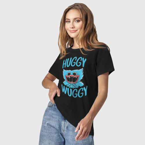 Светящаяся женская футболка Poppy Playtime - Huggy, цвет черный - фото 4
