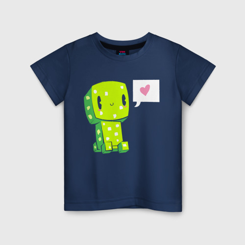 Светящаяся детская футболка с принтом Малыш Крипер, вид спереди №1