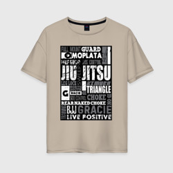 Женская футболка хлопок Oversize Jiu-Jitsu Collage