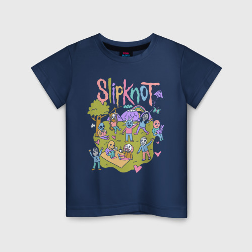 Светящаяся детская футболка с принтом Slipknot kindergarten, вид спереди №1