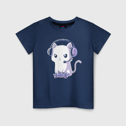Светящаяся детская футболка Кот геймер