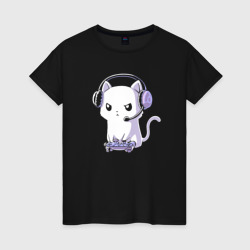 Кот геймер – Светящаяся женская футболка с принтом купить со скидкой в -20%