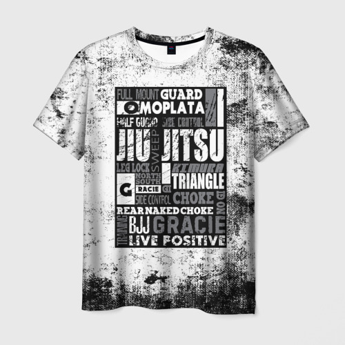 Мужская футболка с принтом Jiu-Jitsu Collage grunge, вид спереди №1