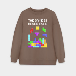 Женский свитшот oversize без начеса хлопок Tetris - the game is never over