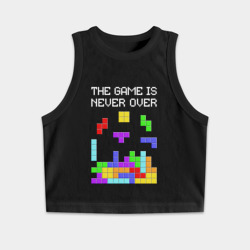 Женская укороченная майка-топ хлопок Tetris - the game is never over