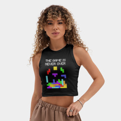 Женская укороченная майка-топ хлопок Tetris - the game is never over - фото 2