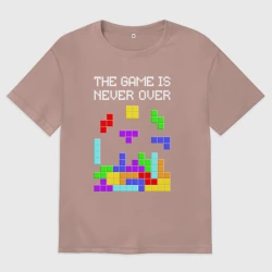 Женская футболка хлопок Oversize Tetris - the game is never over