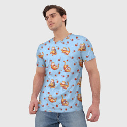 Мужская футболка 3D Паттерн с рыжим котом - фото 2
