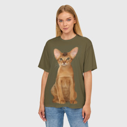 Женская футболка oversize 3D Абиссинская кошка рыжая - фото 2
