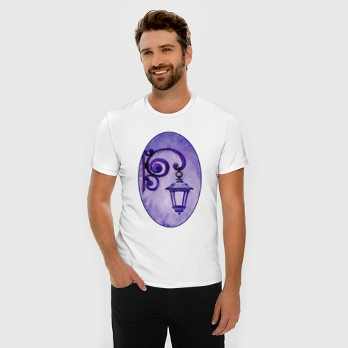 Мужская футболка хлопок Slim с принтом Фиолетовый фонарь в рамке, фото на моделе #1