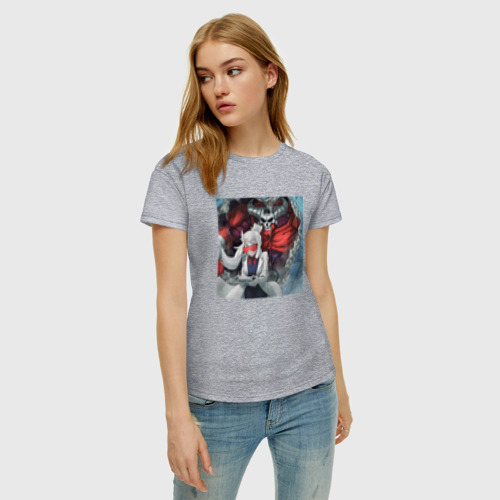 Женская футболка хлопок Лормастер и Субъект 67, цвет меланж - фото 3
