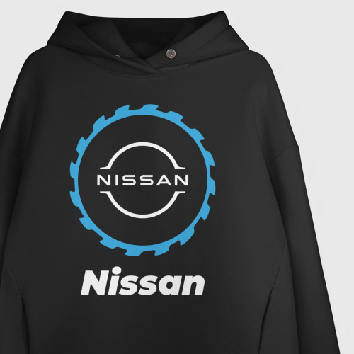 Женское худи Oversize хлопок Nissan в стиле Top Gear, цвет черный - фото 3