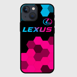 Чехол для iPhone 13 mini Lexus - neon gradient: символ сверху