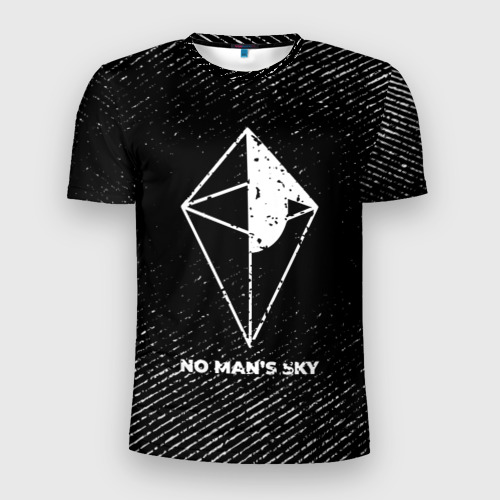 Мужская футболка 3D Slim No Man's Sky с потертостями на темном фоне, цвет 3D печать