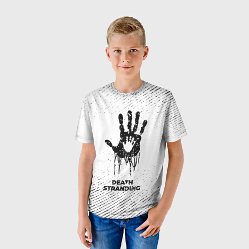 Детская футболка 3D Death Stranding с потертостями на светлом фоне, цвет 3D печать - фото 3