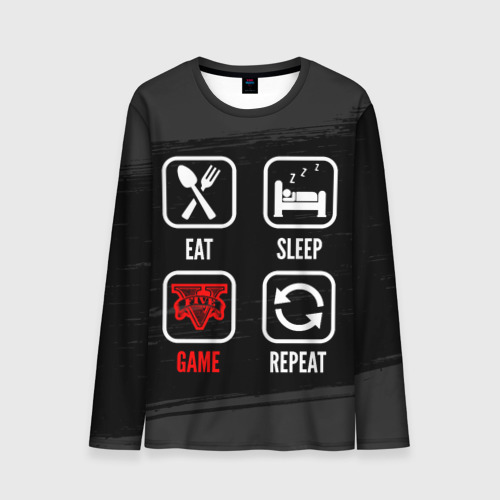 Мужской лонгслив 3D Eat, sleep, GTA, repeat, цвет 3D печать