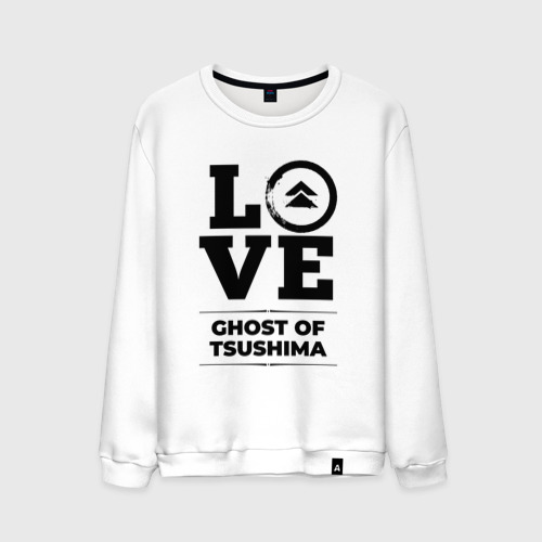 Мужской свитшот хлопок Ghost of Tsushima love classic, цвет белый