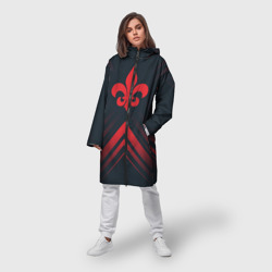 Женский дождевик 3D Красный символ Saints Row на темном фоне со стрелками - фото 2