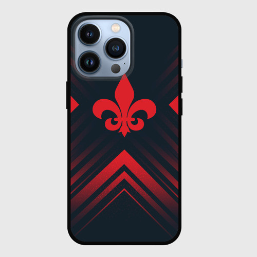Чехол для iPhone 13 Pro Красный символ Saints Row на темном фоне со стрелками