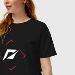 Женская футболка хлопок Oversize Символ Need for Speed в красном ромбе - фото 2