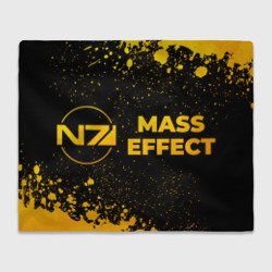 Плед 3D Mass Effect - gold gradient: надпись и символ