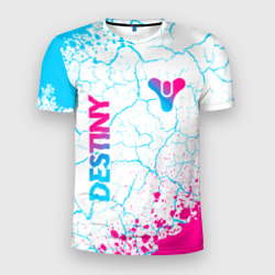 Мужская футболка 3D Slim Destiny neon gradient style: надпись, символ