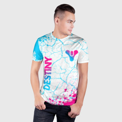 Мужская футболка 3D Slim Destiny neon gradient style: надпись, символ - фото 2
