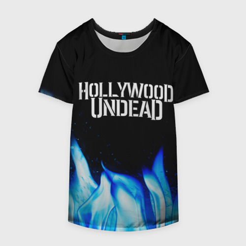 Накидка на куртку 3D Hollywood Undead blue fire, цвет 3D печать - фото 4