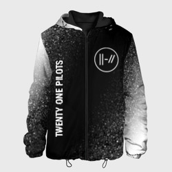 Мужская куртка 3D Twenty One Pilots glitch на темном фоне: надпись, символ