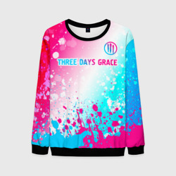 Мужской свитшот 3D Three Days Grace neon gradient style: символ сверху