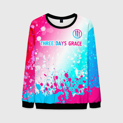 Мужской свитшот 3D Three Days Grace neon gradient style: символ сверху, цвет черный