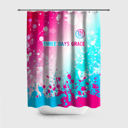 Штора 3D для ванной Three Days Grace neon gradient style: символ сверху